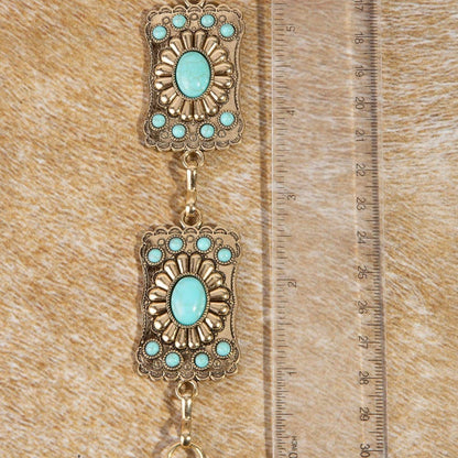 Turquoise Stone Western Concho Chain Belt