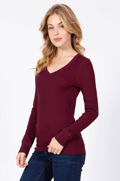 Everyday Essential Thermal V-Neck Long Sleeve Tee