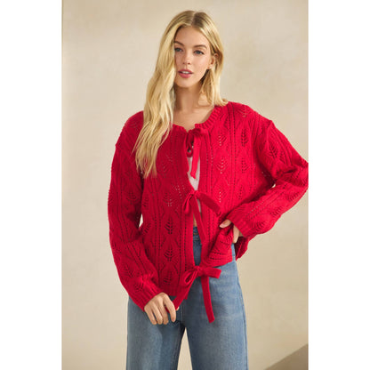 SWEETHEART BOW-KNIT CARDIGAN