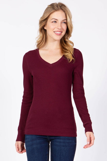 Everyday Essential Thermal V-Neck Long Sleeve Tee