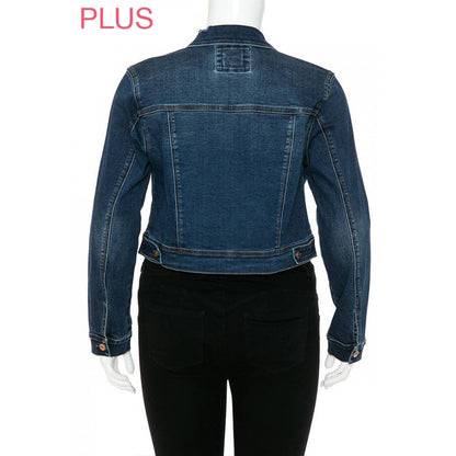 Strength & Dignity Repreve Denim Jacket (Plus) (Proverbs 31:25 inspired)