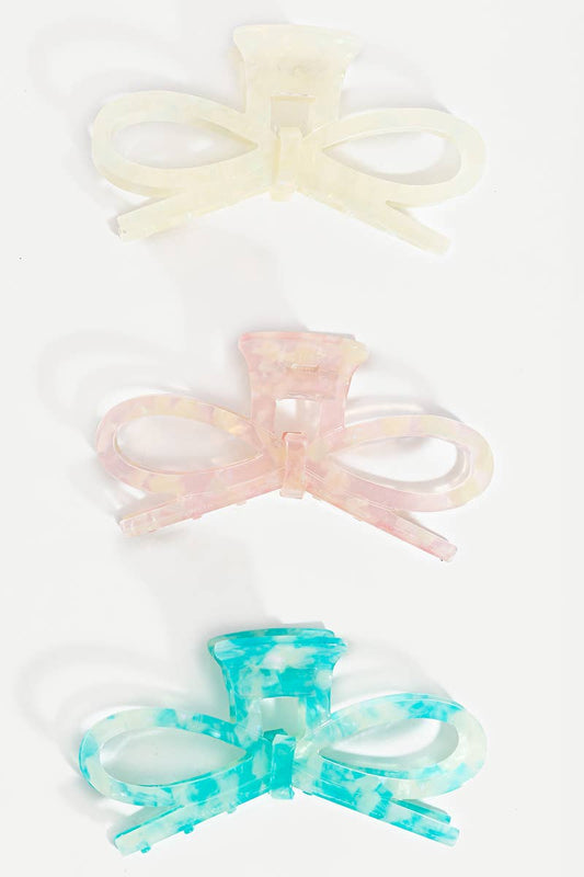 Three Piece Acetate Bow Tie Hair Claw