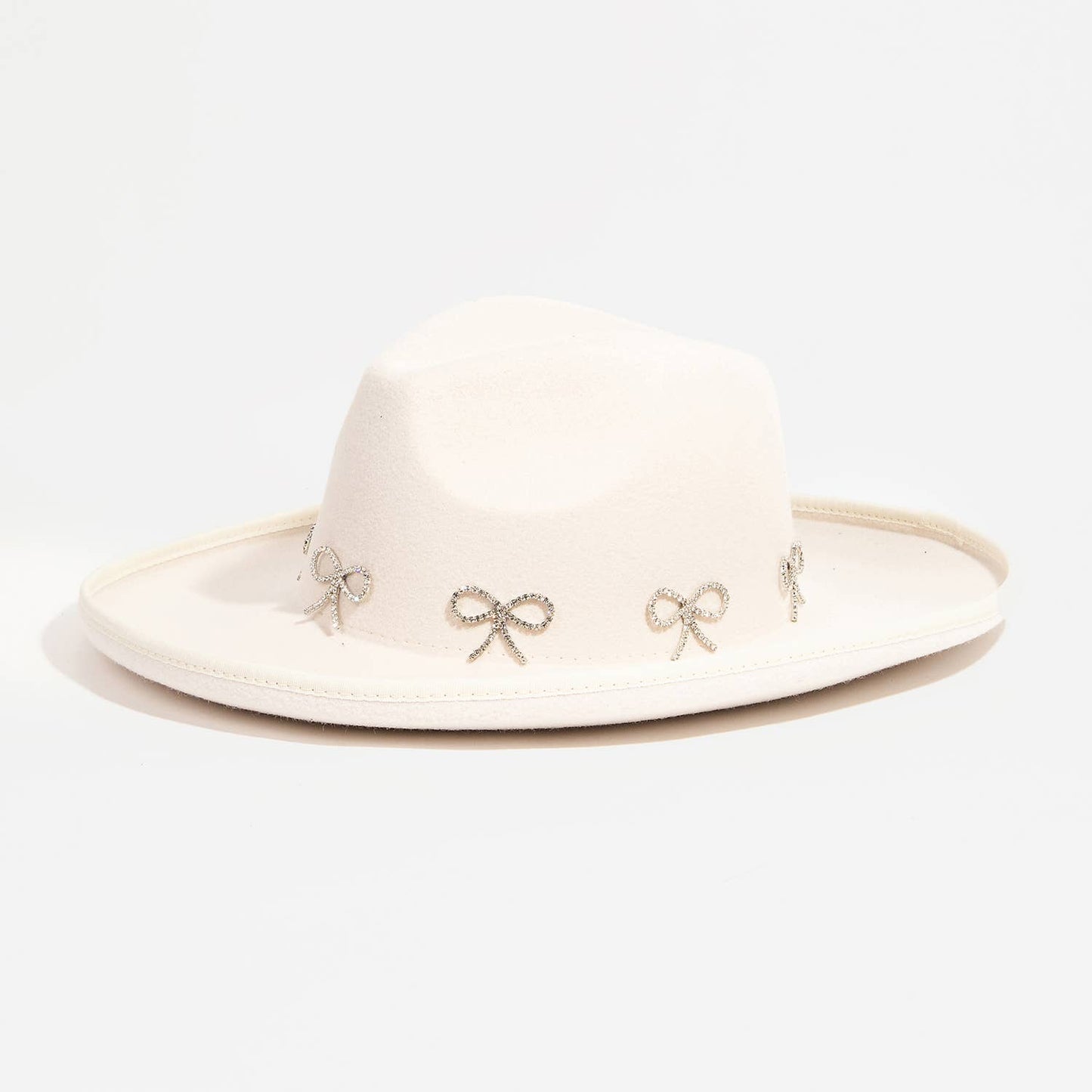 Rhinestone Ribbon Bow Charms Fedora Hat