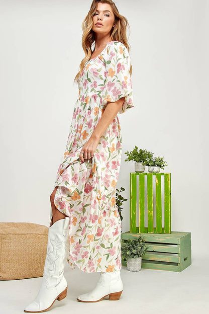 Garden BALLOON SLEEVE TIERED DRESS