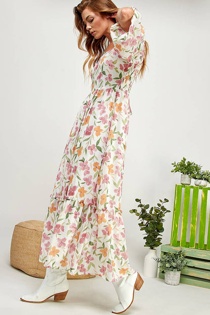Garden BALLOON SLEEVE TIERED DRESS