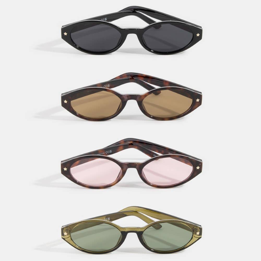 Slim Oval Cat Eye Sunglasses Set