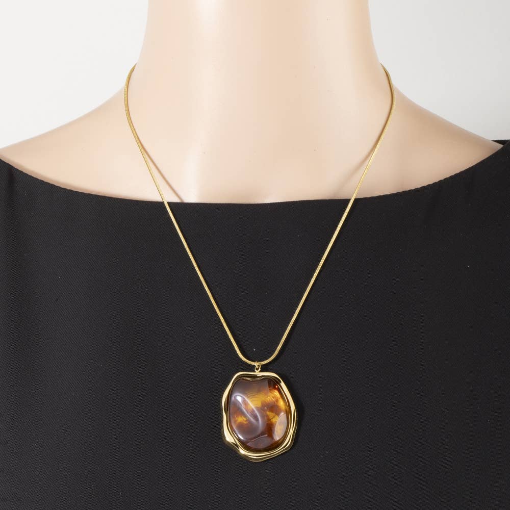 Tortoise Shell Faith Pendant Necklace