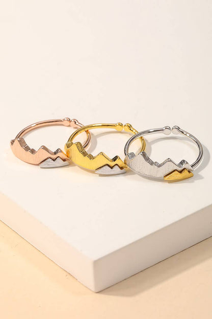 Gold Dipped Two Toned Mountain Adjustable Ring