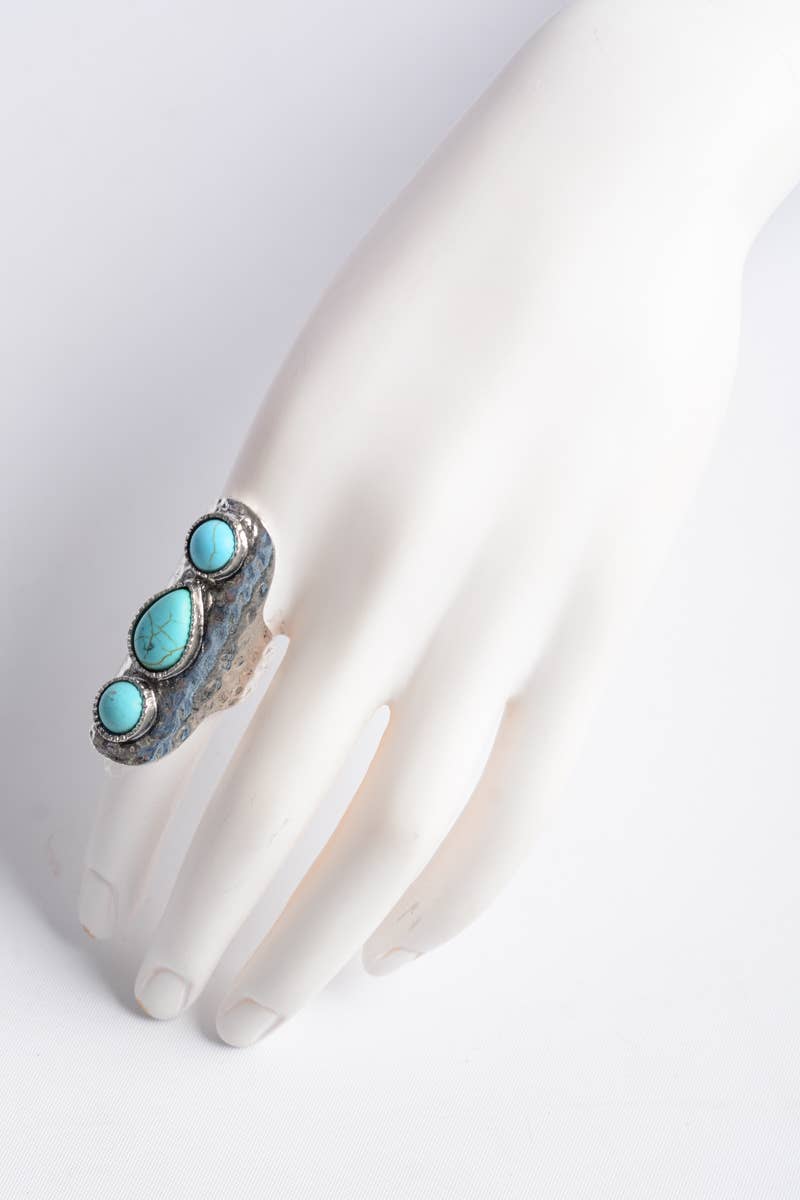 Waterfall Droplet Turquoise Stone Silver Ring
