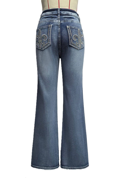 Retro Western Back Pocket Embroidered Jeans