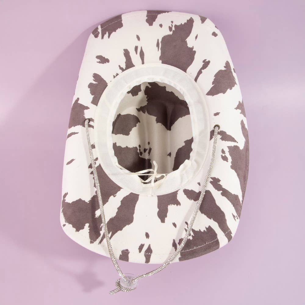 Cow Print Draw String Cowboy Hat