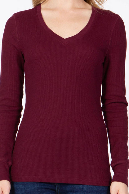 Everyday Essential Thermal V-Neck Long Sleeve Tee