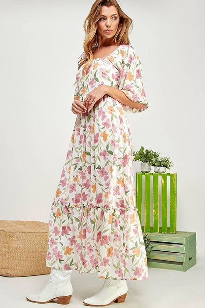 Garden BALLOON SLEEVE TIERED DRESS