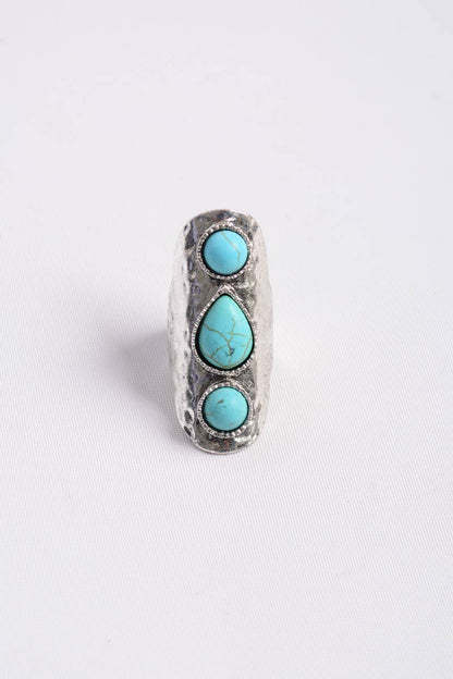 Waterfall Droplet Turquoise Stone Silver Ring
