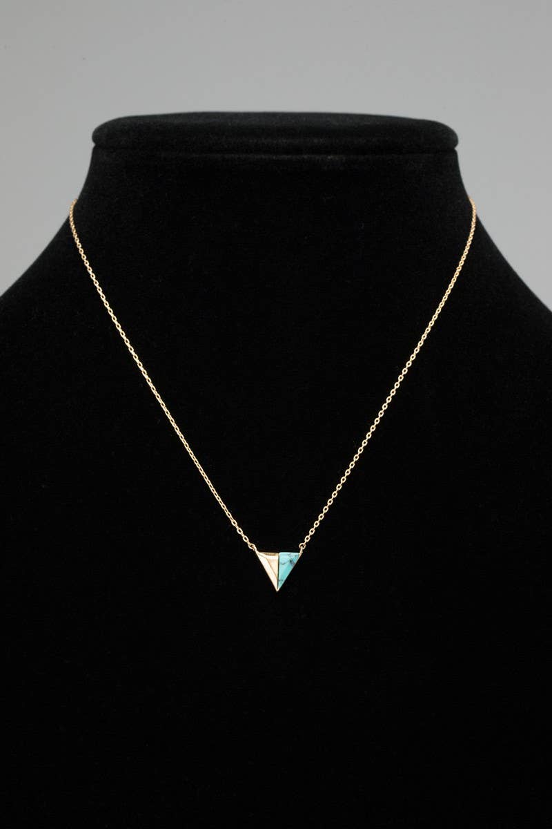 Brass Natural Stone Pendant Necklace